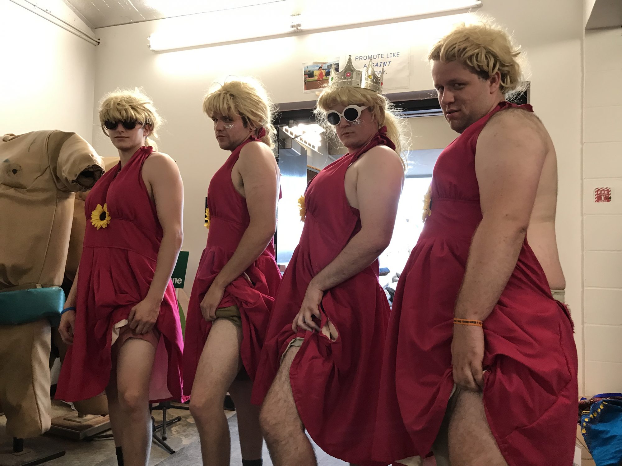 The Saints interns are ready to drag the infield in drag.